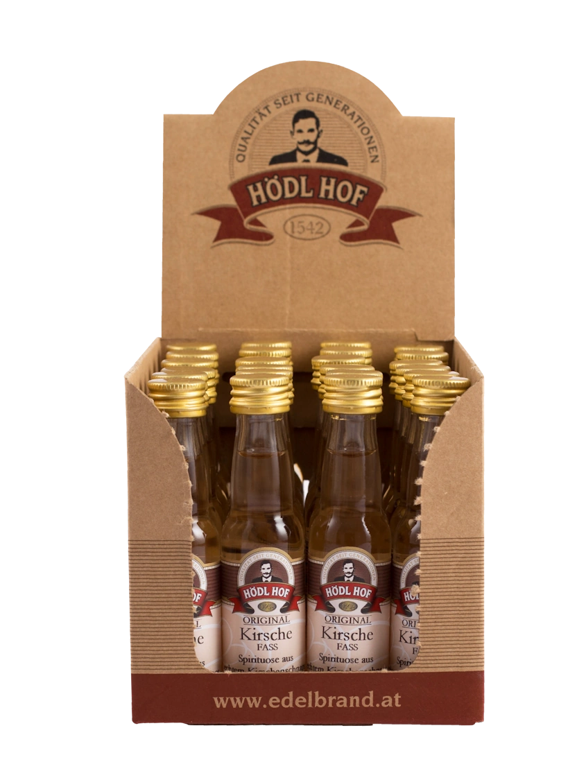 Hödl Hof Kirsche Fass Schnaps Fassgelagert | 38% Vol. | 24 x 0,02l