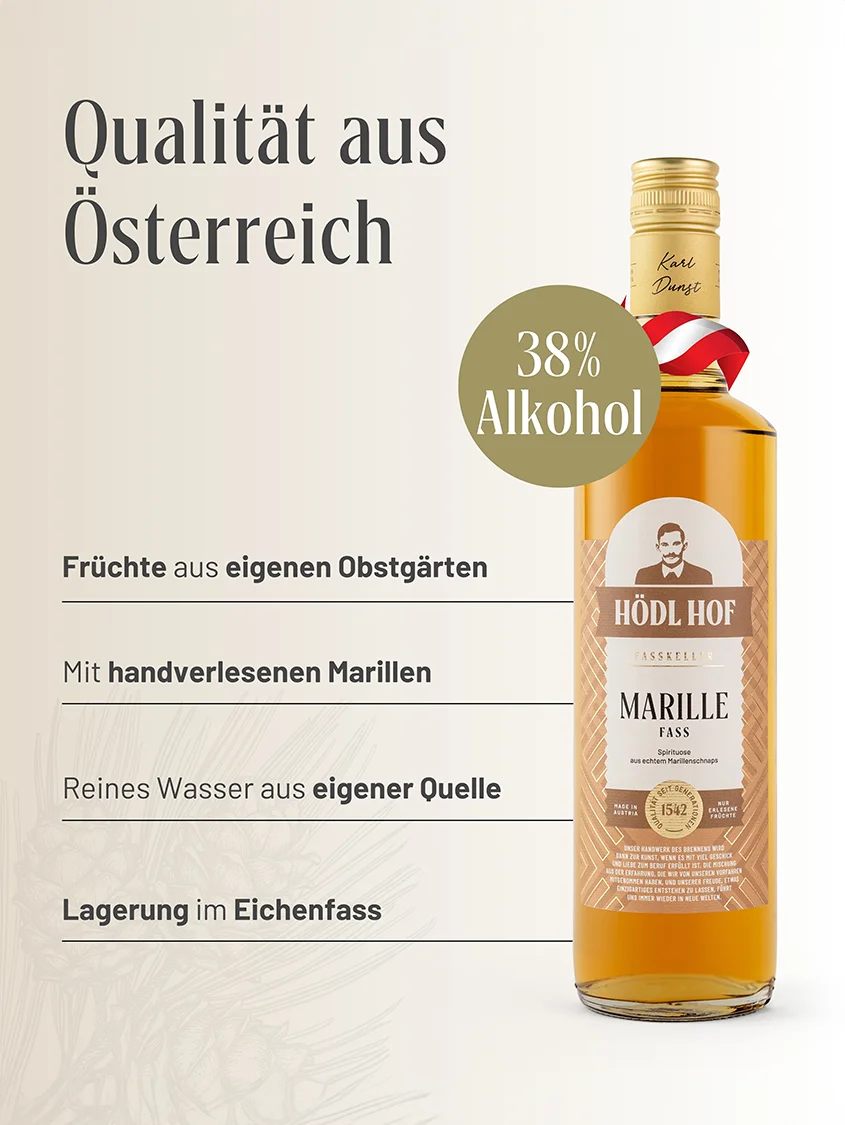 Hödl Hof Alte Marille Fass Schnaps Fassgelagert | 38% Vol. | 0,7l