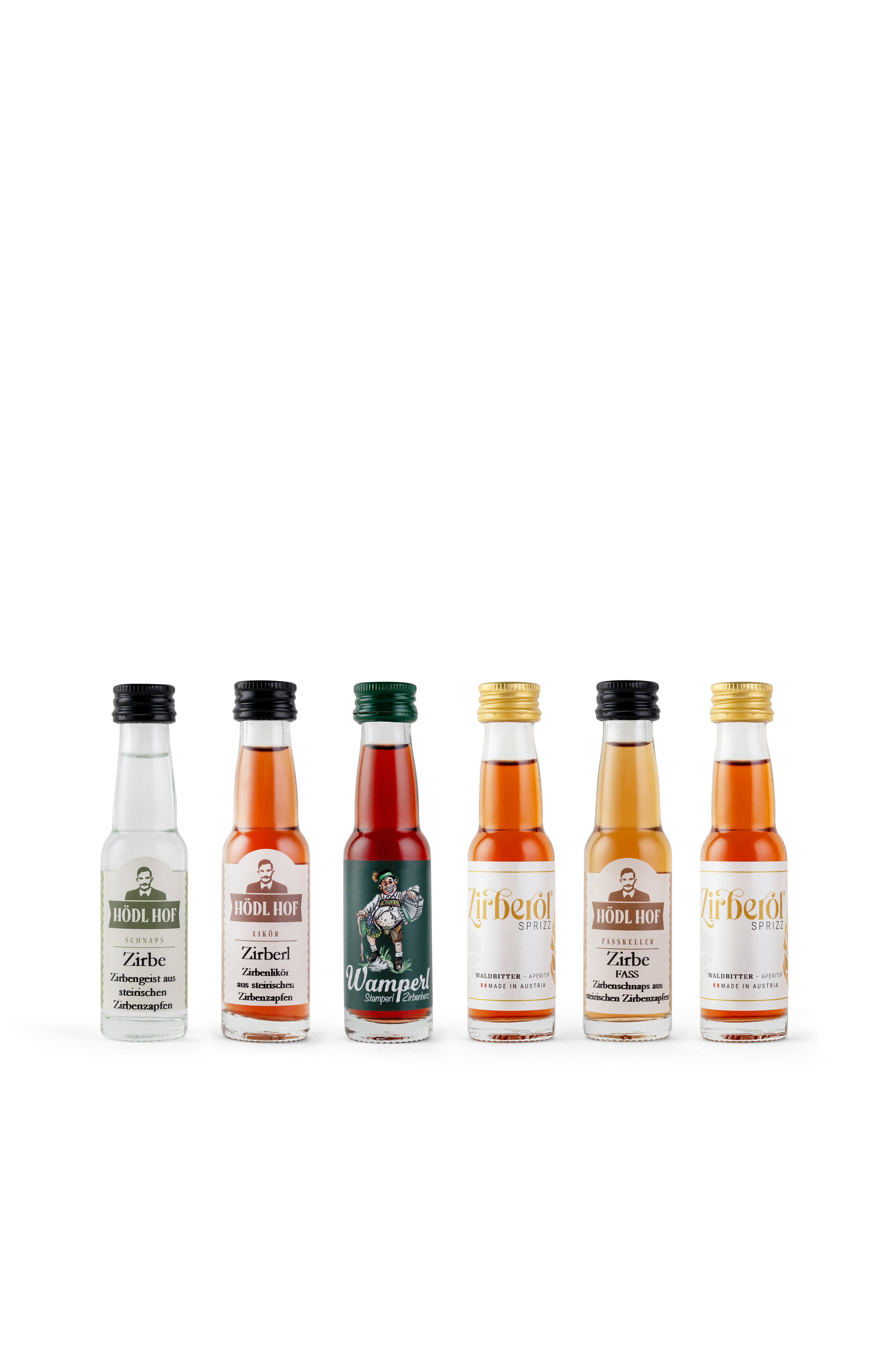 Hödl Hof Zirbenschnaps & Co Miniaturen Probierset | 6x0,02l