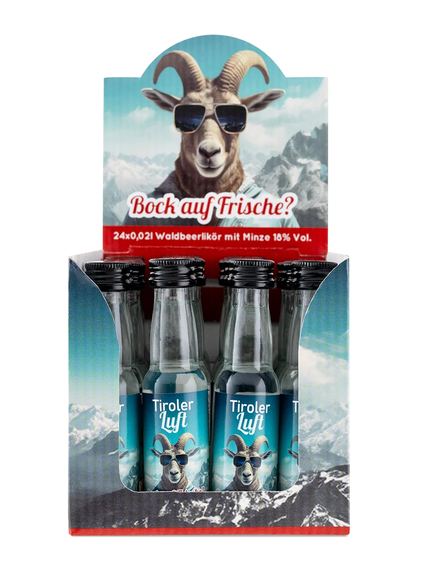 Tiroler Luft Pfefferminzlikör | Vol. 18% | 24 x 0,02l Mini Box