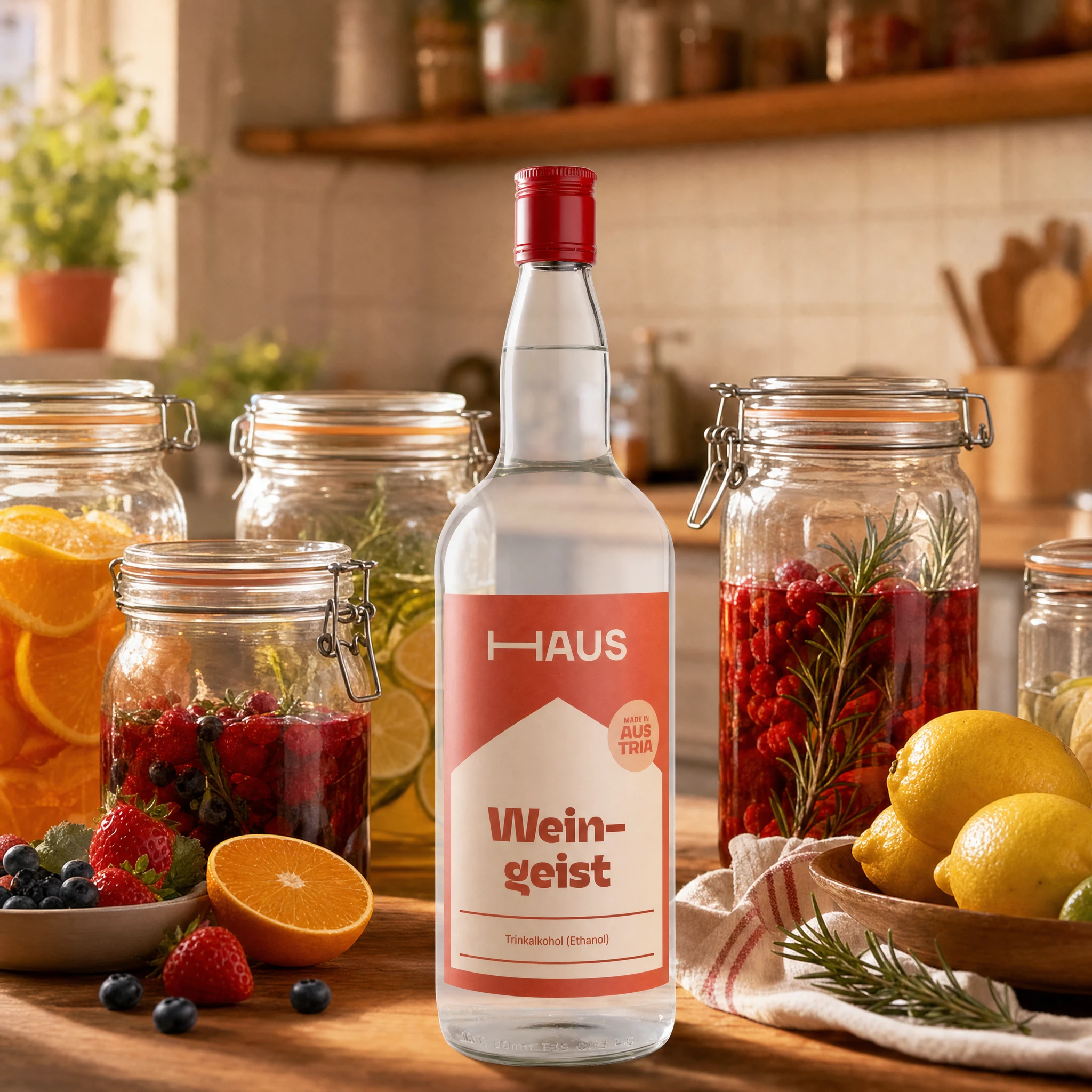 HAUS Weingeist Primasprit Ethanol (Trinkalkohol) | 96% Vol. | 1,0l