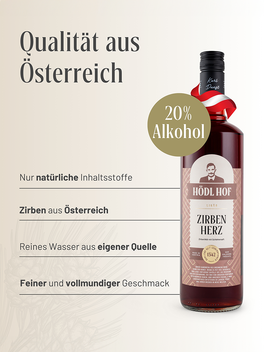 Hödl Hof "Zirbenherz" Zirbenlikör | 20% Vol. | 1,0l