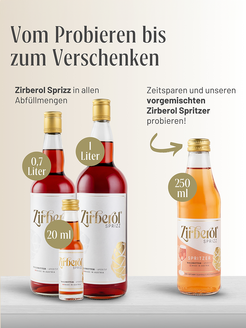 Zirberol Sprizz | Zirben Aperitif Waldbitter | 16% Vol. | 1,0l 