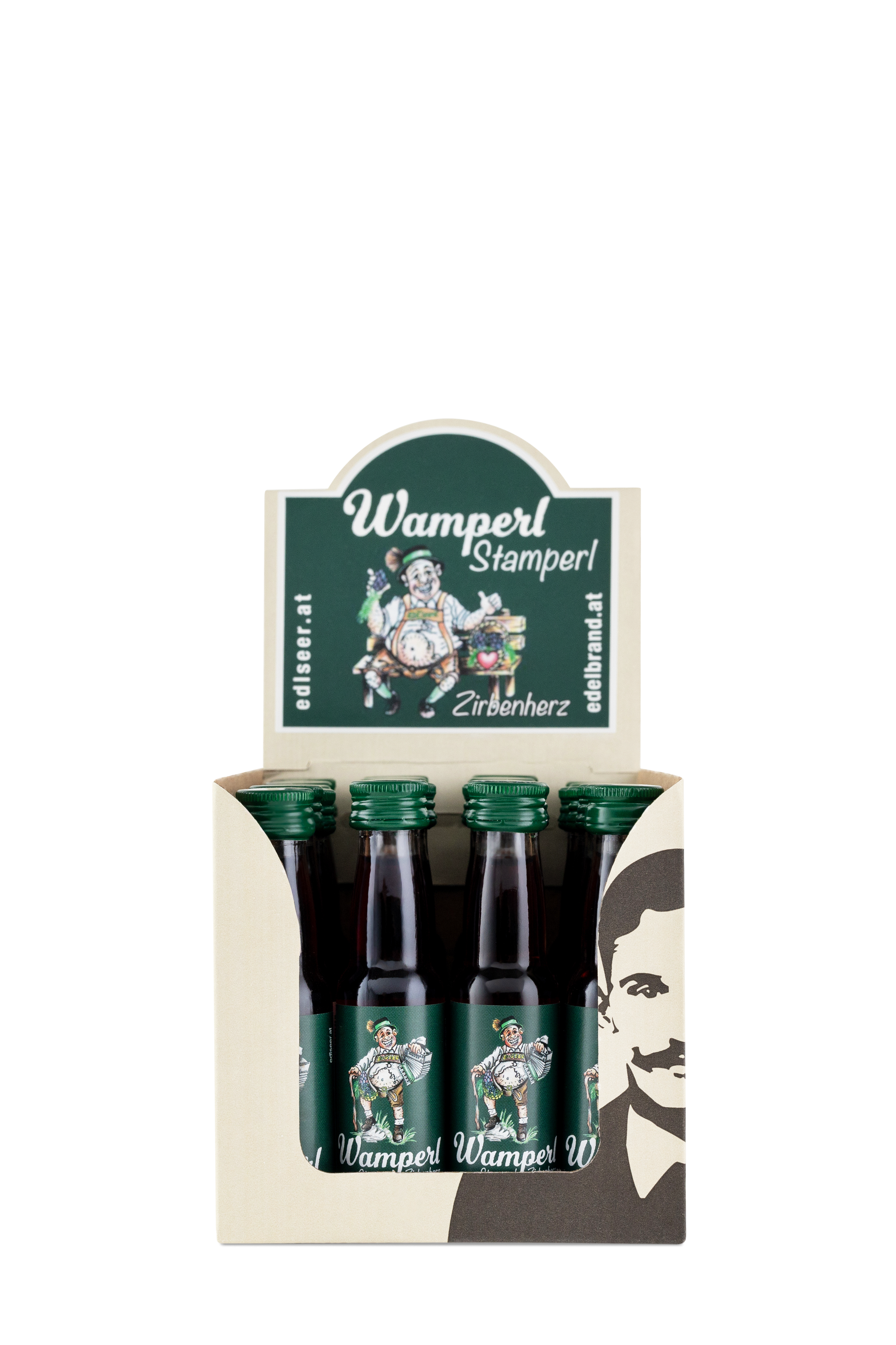 Zirbenlikör | Wamperl Stamperl | Vol. 25% | 24x0,02l Mini Box