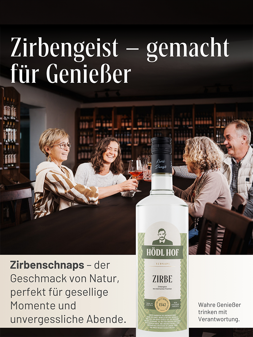 Hödl Hof Zirbengeist | Aus echten Zirbenzapfen | 38% Vol. | 1,0l