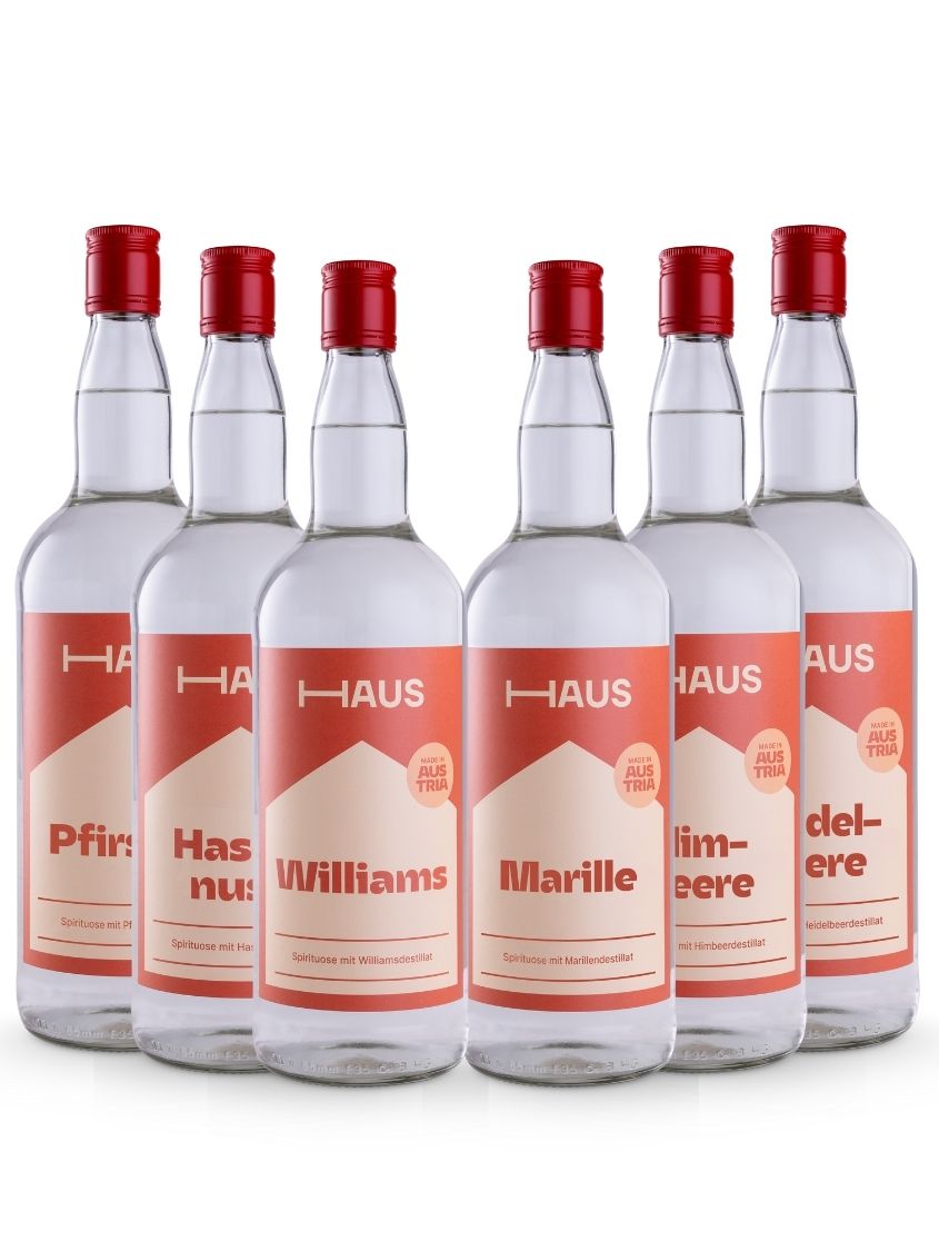 HAUS Schnaps Super-Set 6 × 1,0 l | 33 % Vol. | 4 + 2 GRATIS!