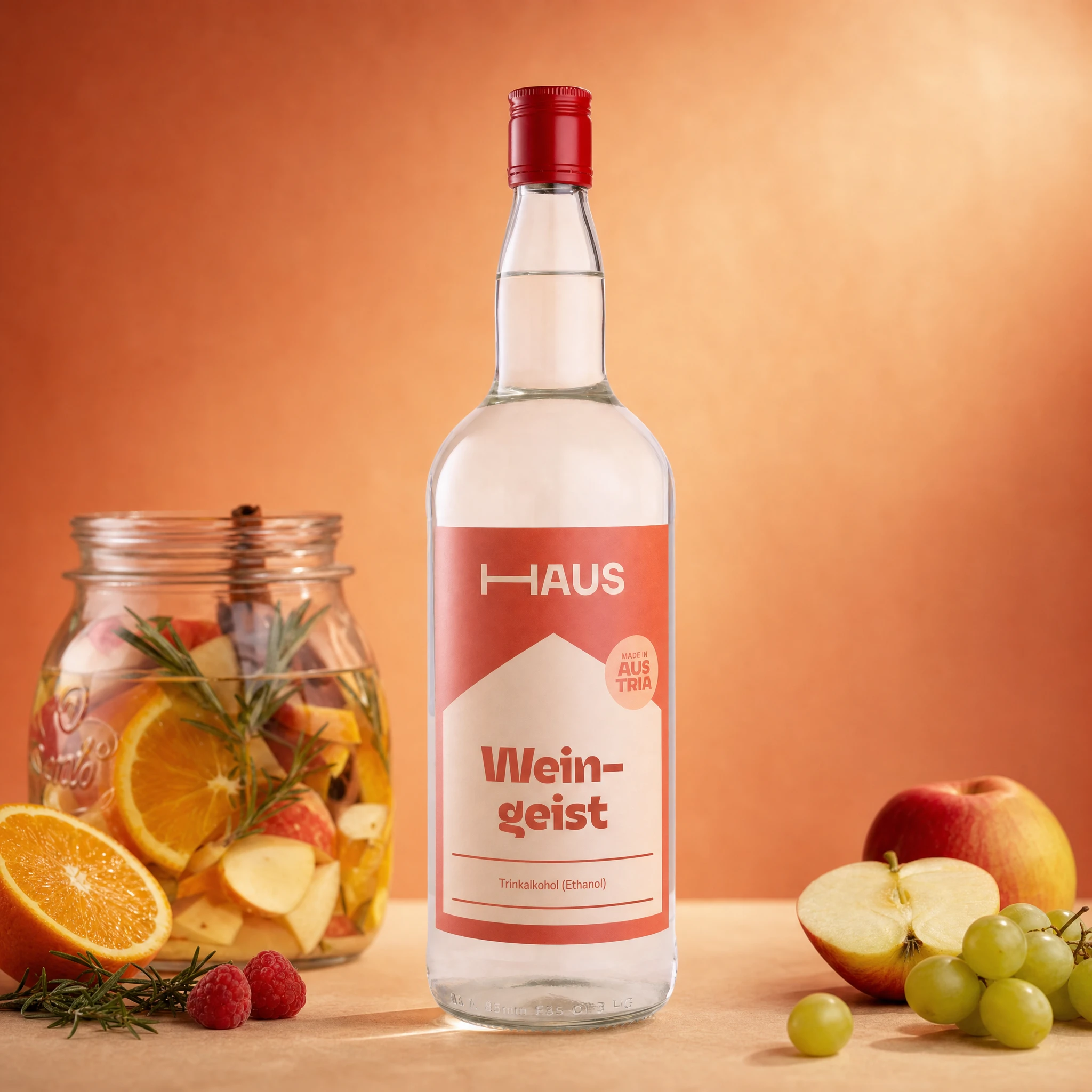 HAUS Weingeist Primasprit Ethanol (Trinkalkohol) | 96% Vol. | 1,0l