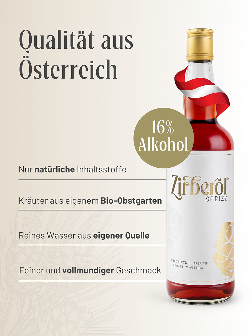 Zirberol Sprizz | Zirben Aperitif Waldbitter | 16% Vol. | 1,0l 