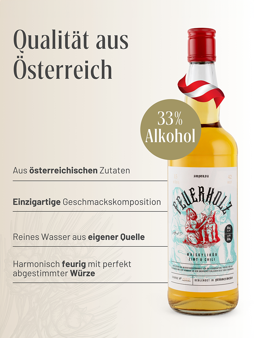 Feuerholz Whiskylikör mit Zimt & Chilli | 33% Vol. | 0,7l