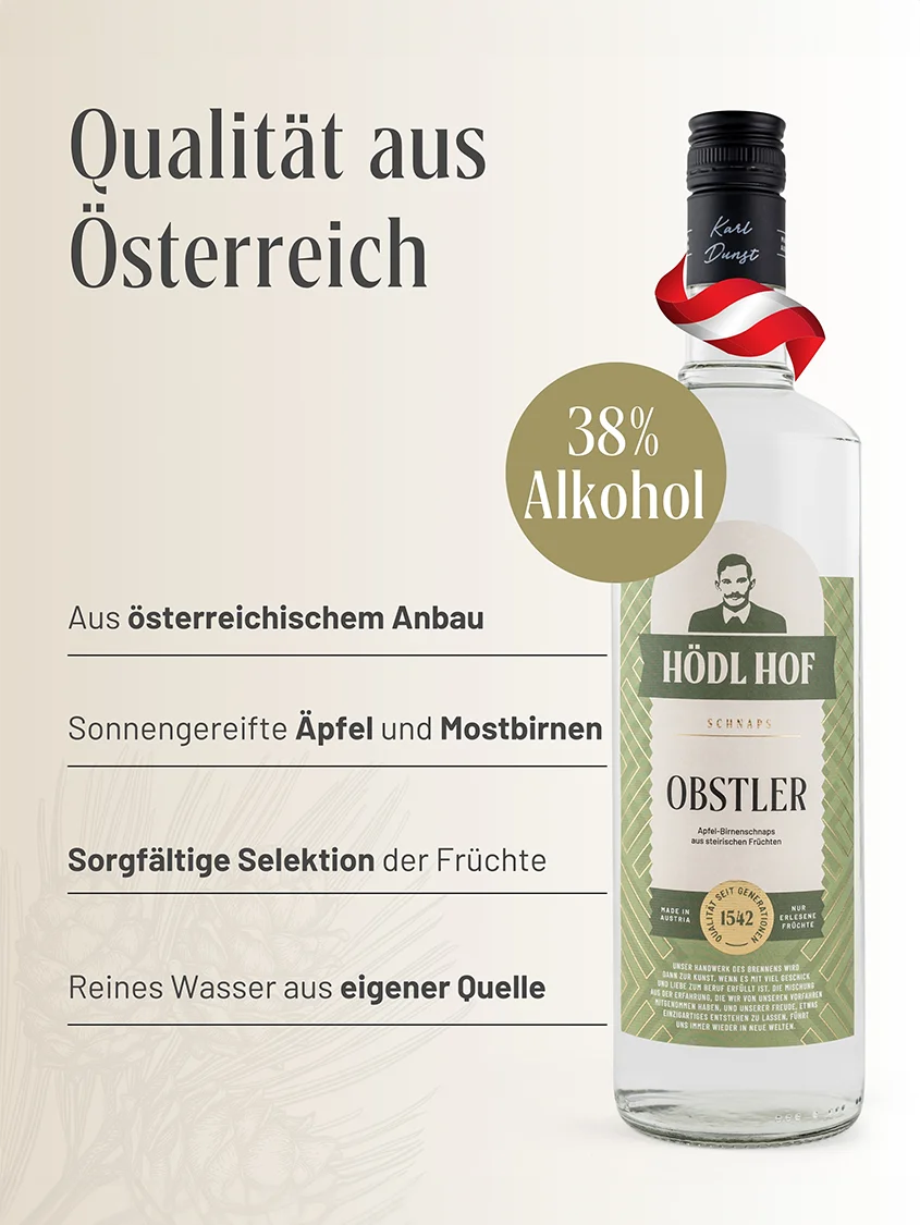 Hödl Hof Obstler Schnaps | 38% Vol. | 1,0l