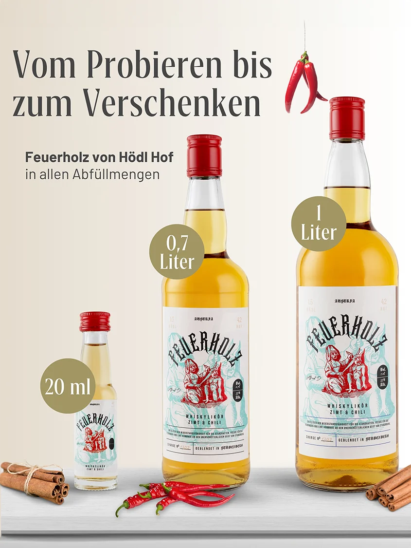 Feuerholz Whiskylikör mit Zimt & Chilli | 33% Vol. | 0,7l